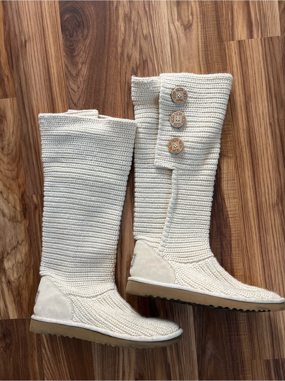UGG Knit Button Tall Boot - Cream
